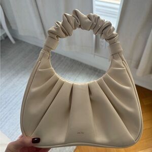 JW PEI Cream Ruched Top Handle Shoulder Bag